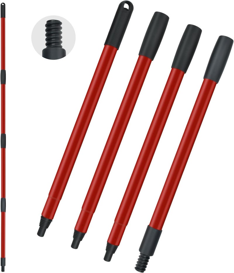 GFRED Mop Handle Replacement for Ocedar 4 Section Mop Replace Handle Compatible with O-Cedar Spin Mop Refills and Brooms ocedar Mop Stick for Floor Clean, 30" to 58", American Thread Joint - Image 1